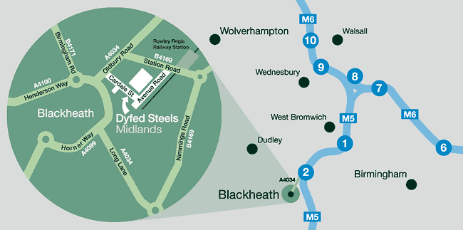 Map showing location of Dyfed Steels Bramford